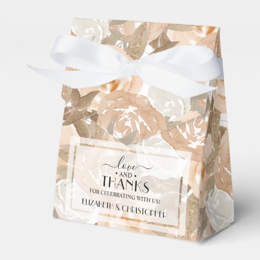 Waterverf Peach Floral Wedding Bedankdoosjes (Voorkant Zijde)