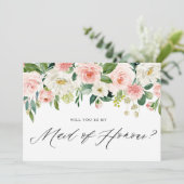 Waterverf Peach Florals is mijn dienstmeisje van e Kaart (Staand voorkant)