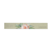 WATERVERF PEACH FLOWER GREEN FOLIAGE MONOGRAM OMWIKKELBAAR ADRESLABEL (Individueel)