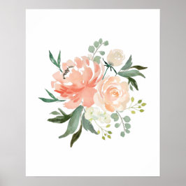 Waterverf Peach Flowers kwekerij print