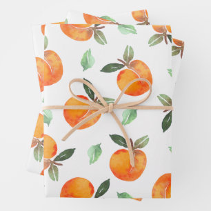 Waterverf Peach Fruit Inpakpapier Vel