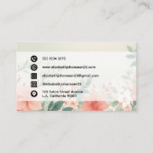 Waterverf Peach Fuzz Greenery Flowers Script Naam Visitekaartje (Achterkant)