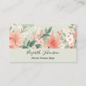 Waterverf Peach Fuzz Greenery Flowers Script Naam Visitekaartje (Voorkant)