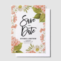 Waterverf Peach Hydrangea Floral Bewaar de datum