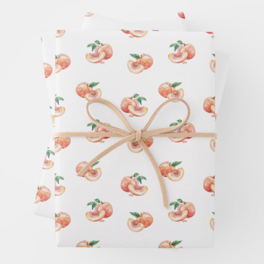 Waterverf Peach Patroon Inpakpapier Vel (In situ)