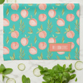 Waterverf Peach Pattern Personalized Turquoise Theedoek (Gevouwen)