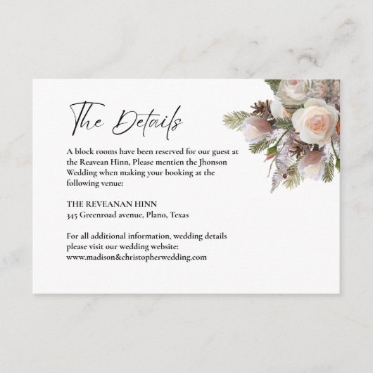 Waterverf Peach pinkBruiloft informatie details Informatiekaartje (Voorkant)