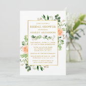 Waterverf Peach Rozen Greenery Vrijgezellenfeest G Kaart (Staand voorkant)