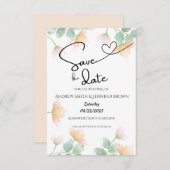 Waterverf Peach & Sage Semi-Transparant Bruiloft Save The Date (Voorkant / Achterkant)