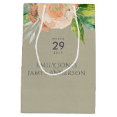 WATERVERF PEACH-STROOM GROENE FOLIAGE WEDDING MEDIUM CADEAUZAKJE (Achterkant)