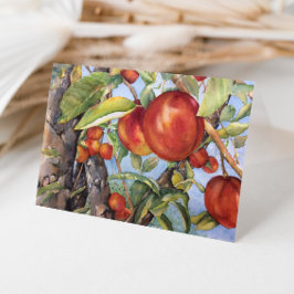 Waterverf peach Tree Orchard Fruit Harvest Bedankkaart