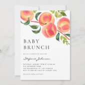 Waterverf Peaches Summer Baby Brunch Kaart (Voorkant)