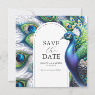 Waterverf Peacock Bruiloft Save The Date Kaarten