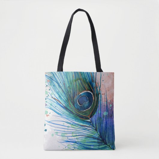 Waterverf Peacock-Canvas tas (Voorkant)