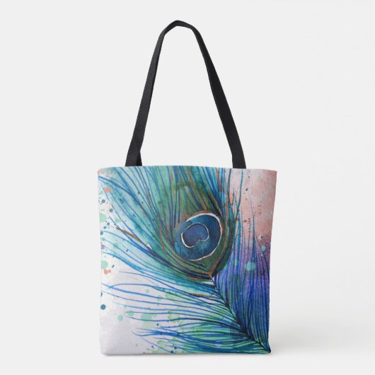 Waterverf Peacock-Canvas tas (Achterkant)