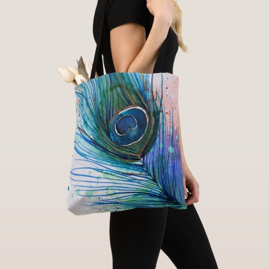 Waterverf Peacock-Canvas tas (Dichtbij)