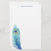 Waterverf Peacock Feather Briefpapier (Voorkant / Achterkant)