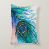 Waterverf Peacock Feather Pillow Decoratief Kussen (Voorkant(Verticaal))