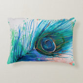 Waterverf Peacock Feather Pillow Decoratief Kussen (Achterkant)