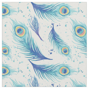 Waterverf Peacock Feathers Patroon Stof