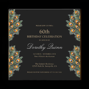 Waterverf Peacock Feathers Verjaardag Kaart