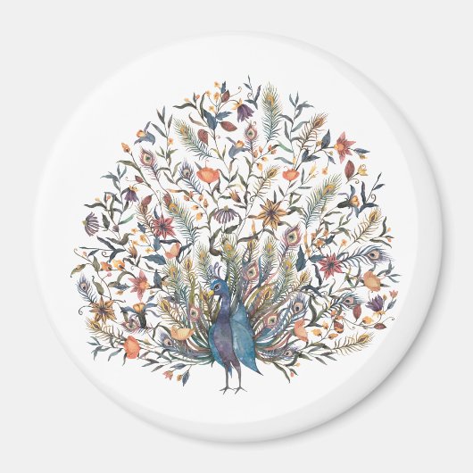 Waterverf Peacock Magneet (Voorkant)