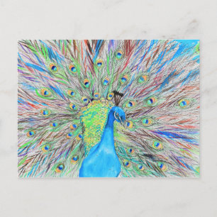 Waterverf Peacock Painting Briefkaart
