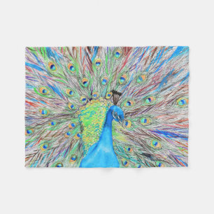 Waterverf Peacock Painting Fleece Deken
