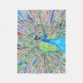 Waterverf Peacock Painting Fleece Deken (Voorkant)