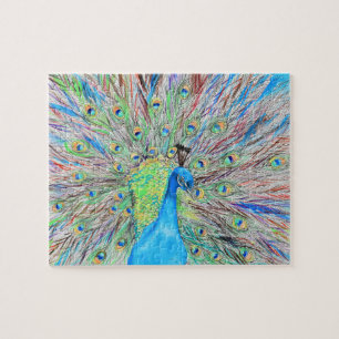 Waterverf Peacock Painting Legpuzzel
