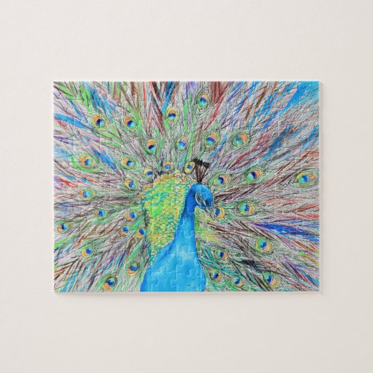 Waterverf Peacock Painting Legpuzzel (Horizontaal)