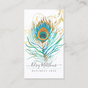 WATERVERF PEACOCK PLUME+FILIGREE SWIRLS  VISITEKAARTJE
