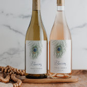 Waterverf Peacock Veer Vrijgezellenfeest Favor Wijn Etiket