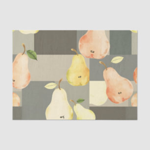 Waterverf Pear Patchwork Pattern Design Tissuepapier