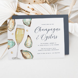 Waterverf Pearl Champagne & Oysters Party Kaart