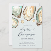 Waterverf Pearl Oysters & Champagne Party Kaart (Voorkant)