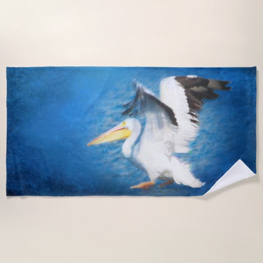 waterverf pelicaanse badhanddoek 2 (Voorkant)