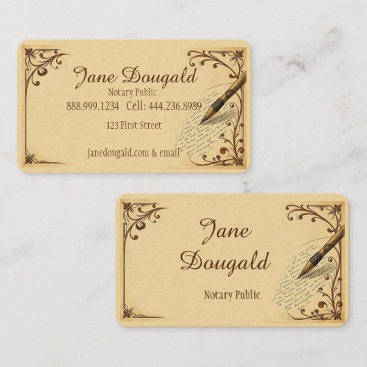 Waterverf  Pen Classic Notaris Visitekaartje (Voorkant / Achterkant)