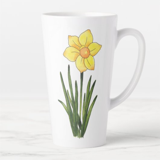 Waterverf, pen en inkt Daffodil Latte Mok (Rechts)