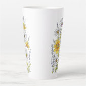 Waterverf, pen en inkt Daisy Floral Bouquet Latte Mok (Voorkant)