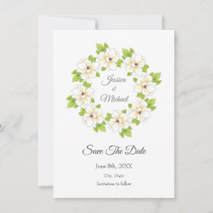 Waterverf, pen en inkt Magnolia Wreator Save The Date