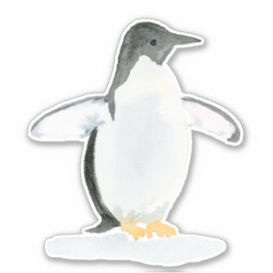 Waterverf Penguin - Vinyl gesneden Sticker