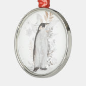 Waterverf Penguin Winter Greenery Ornament (Links)