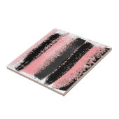 Waterverf Penseel lijnen Roos Gold Faux Glitter Tegeltje (Zijkant)