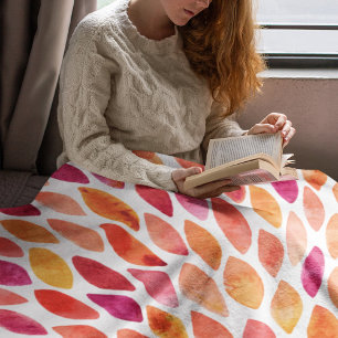 Waterverf penseelstreek barst geel en oranje fleece deken