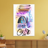 Waterverf Penseelstreken inkt Floral Abstract Canvas Afdruk (Insitu (Woonkamer))