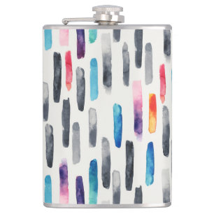 Waterverf penseelstreken, kleurrijk naadloos patro heupfles