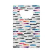 Waterverf penseelstreken, kleurrijk naadloos patro kredietkaart flessenopener (Achterkant)