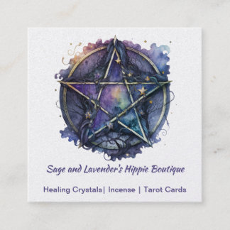 Waterverf Pentagram occult kopen Donkere Purples Vierkante Visitekaartje
