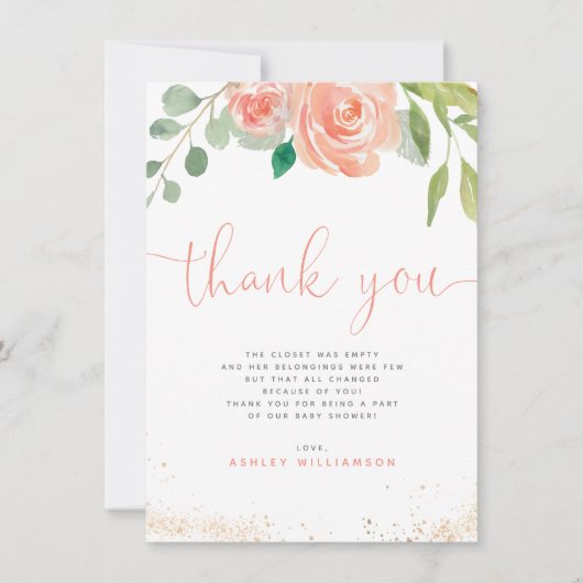 Waterverf Peonies Eucalyptus Greenery Hartelijk da Bedankkaart (Voorkant)